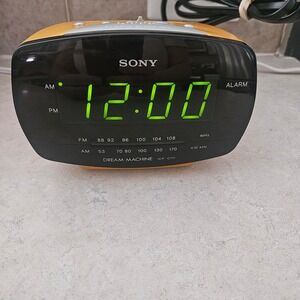 Sony Dream Machine ICF-C111 AM FM Alarm Clock Radio Orange Gold Green LED